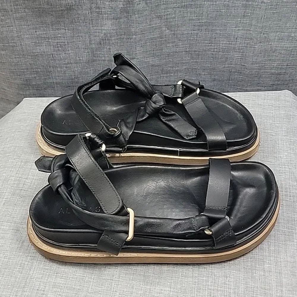 ALOHAS Women's Tied Together Black Leather Sandals SZ 38EUR 7 -7.5US